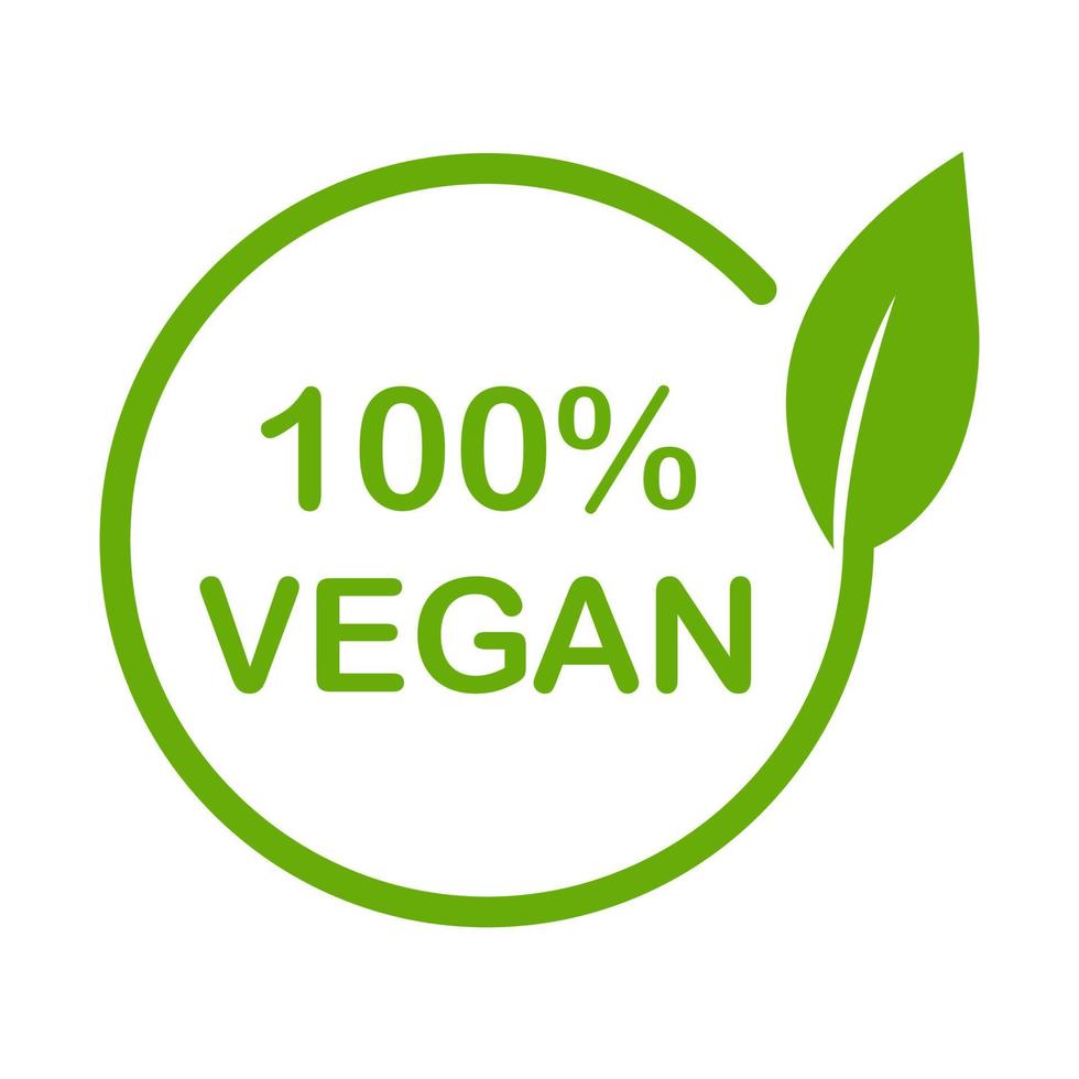 vegan product 100 percent icon vegetarian food label organic sign for graphic design logo web site social media mobile app ui vector